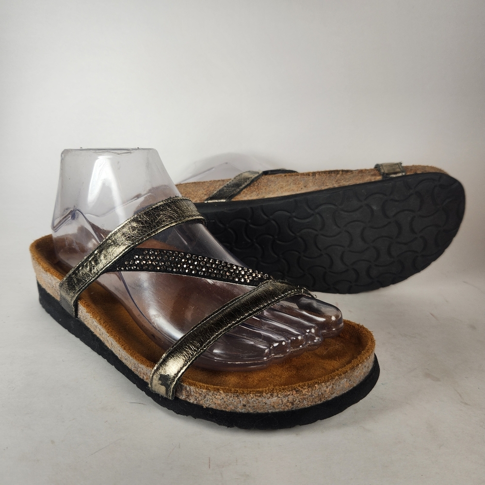 NAOT Women's Sandal 7 Hawaii Sandal Rhinestone Metallic Leather Comfort Shoe